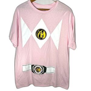 MIGHTY MORPHIN POWER RANGERS Pink Graphic T-Shirt Tee Cosplay Nerd Womens L MMPR